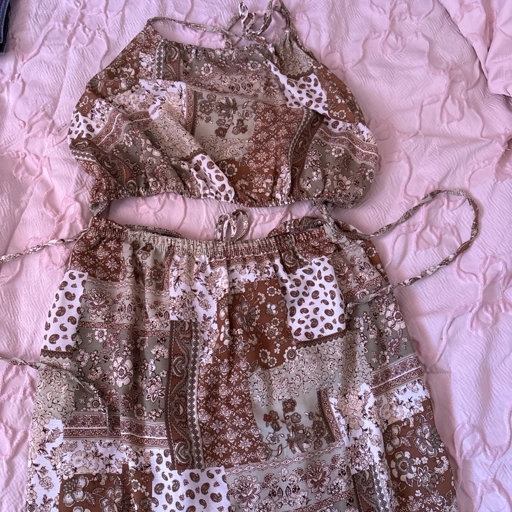 Patchwork Brown and Cream Kids Dress